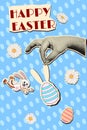 Happy Easter halftone retro collage poster Royalty Free Stock Photo