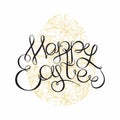 Happy easter Hand drawing lettering headline on decorative background. Easter greeting card