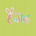 Happy Easter. Hand drawn calligraphic lettering. Isolated color text on green background. Vector illustration Royalty Free Stock Photo