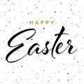 Happy easter hand drawn calligraphy design. Greeting card with golden text. Handwritten sketch lettering. Grunge Royalty Free Stock Photo