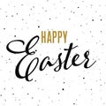 Happy easter hand drawn calligraphy design. Greeting card with golden text. Handwritten sketch lettering. Grunge Royalty Free Stock Photo