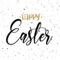 Happy easter hand drawn calligraphy design. Greeting card with golden text. Handwritten sketch lettering. Grunge Royalty Free Stock Photo