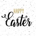 Happy easter hand drawn calligraphy design. Greeting card with golden text. Handwritten sketch lettering. Grunge Royalty Free Stock Photo