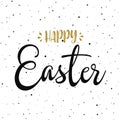 Happy easter hand drawn calligraphy design. Greeting card with golden text. Handwritten sketch lettering. Grunge Royalty Free Stock Photo