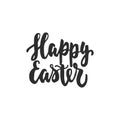 Happy easter - hand drawn lettering phrase isolated on the white background. Fun brush ink inscription for photo