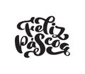 Happy Easter Hand drawn lettering text Feliz Pascoa in Portuguese language. Modern brush calligraphy. Design for holiday