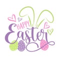 Happy Easter - hand drawn logotype. Royalty Free Stock Photo