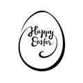 Happy Easter hand drown lettering in an egg shape
