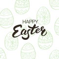 Happy Easter hand written lettering with traditional pisanky egg Royalty Free Stock Photo