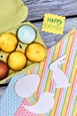 Happy Easter handicraft background.