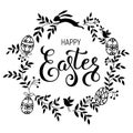 Happy easter handwritten calligraphic vector illustration black