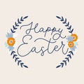 Happy easter handwritten lettering on floral card