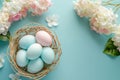 Happy easter heartwarming thought Eggs Easter egg basket Basket. White happy Bunny Church service. roses background wallpaper Royalty Free Stock Photo