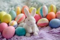 Happy easter Hedgerow flower Eggs Easter joy Basket. White celebratory note Bunny chuckle. gladiolus background wallpaper