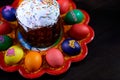 Happy Easter! Holiday cake. Painted eggs. Royalty Free Stock Photo