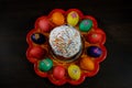 Happy Easter! Holiday cake. Painted eggs. Royalty Free Stock Photo