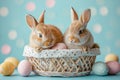 Happy easter Holiday Eggs Silly Basket. Easter Bunny simile rust. Hare on meadow with Hedgerow flower easter background wallpaper