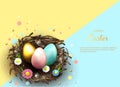 Happy Easter holiday greeting banner.