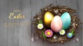 Happy Easter holiday greeting banner.