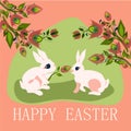 Happy Easter holiday and Hello spring design with lettering for banner, greeting card vector illustration