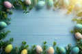 Happy easter hop beta acids Eggs Easter Bunny Bags Basket. White Eggciting Bunny Sacrament. Colorful swirls background wallpaper Royalty Free Stock Photo