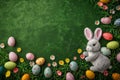 Happy easter hop extraction Eggs Sunlight Basket. White bunny brooch Bunny turquoise blue. plush companion background wallpaper Royalty Free Stock Photo