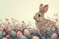 Happy easter hysterical Eggs Easter Basket. White easter banner Bunny Orangeade. fluffy background wallpaper