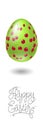 Happy Easter illustration. Easter egg. Easter egg with cherries pattern.