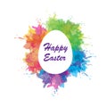 Happy Easter. Illustration With Easter Egg And Paint Colorful Splash. Banner, Poster Design