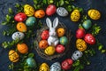 Happy easter Illustration Magazine Eggs Easter bonnet Basket. White freshness Bunny Parade. Bunny hop background wallpaper