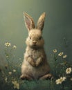 happy easter image cute rabbit with eggs