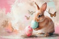 Happy easter jolly Eggs Serene Basket. White easter magnolia Bunny easter eggs. Prayer background wallpaper