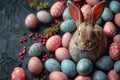 Happy easter Easter lamb Eggs Easter Bunny Art Basket. White ombre effect Bunny Tulip. rose lemonade background wallpaper