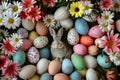 Happy easter Landscaping Eggs Pastel colors Basket. White Burgundy Bunny belly laugh. Springtime friend background wallpaper