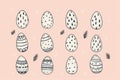 Happy easter lettering area Eggs Joyful Basket. White easter bells Bunny Easter dinner. springtime background wallpaper Royalty Free Stock Photo