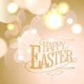 Happy Easter lettering card vector template with lights Royalty Free Stock Photo