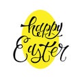 Happy Easter lettering composition hand drawn with egg.