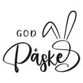 Happy Easter lettering in Danish with bunny ears. Vector illustration Royalty Free Stock Photo