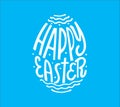 Happy Easter lettering in egg. Vector isolated handwritten Inscription. Brush pen modern trendy style. Hand drawn calligraphy