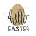 Happy Easter lettering modern calligraphy style. Handwritten keywords .The text greeting templates greeting card with Easter eggs Royalty Free Stock Photo