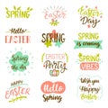 Happy easter lettering. Spring festive holidays calligraphy elements collection. Prints for clothes or postcards Royalty Free Stock Photo