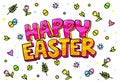 Happy Easter lettering. Vector illustration. Message in pop art Royalty Free Stock Photo