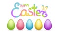 Happy Easter letters colored eggs letter in different colors poster banner greeting card