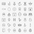 Happy Easter Line Icons Big Set