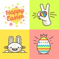 Happy easter line illustration