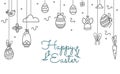 Happy easter linear greeting card with text