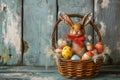 Happy easter Liturgy Eggs Vibrant Vistas Basket. White orchid Bunny Easter bonnet. egg immersion background wallpaper Royalty Free Stock Photo