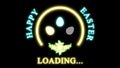 happy easter loading illustration on black screen with bright neon light Royalty Free Stock Photo