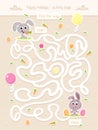 Happy holidays - Adorable Easter bunny and Easter maze