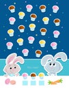 Happy holidays - Easter bunnies and muffins - Counting game